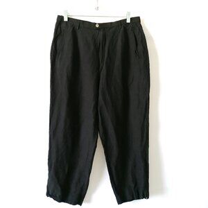 Tommy Bahama Womens Black High Rise Flat Front Cropped Capri Pant Size 14